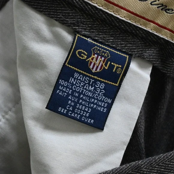 Gant 36x30 Brown Herringbone 100%‎ Cotton Pleated Cuffed Dress Pants